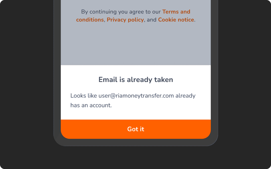 Email already taken dead end