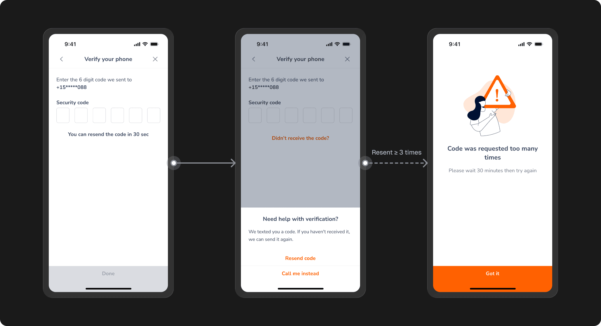 Before — OTP locked out after 3 attempts