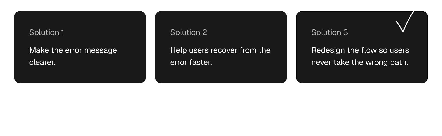 Three solution options considered